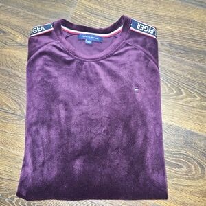 Tommy Hilfiger Velour Dress Womens XL Logo Purple Pullover Hip Hop Preppy